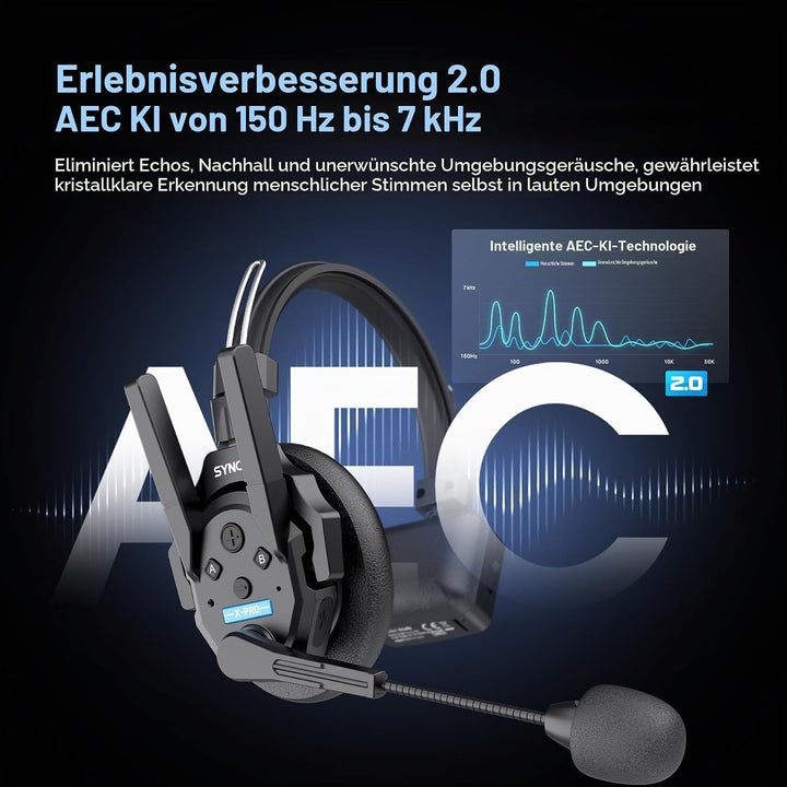 SYNCO Xtalk Xpro9 Intercom-Headset-System, Kommunikations-Headset 2,4 GHz, 1640 Fuss / 500 m Reichwe