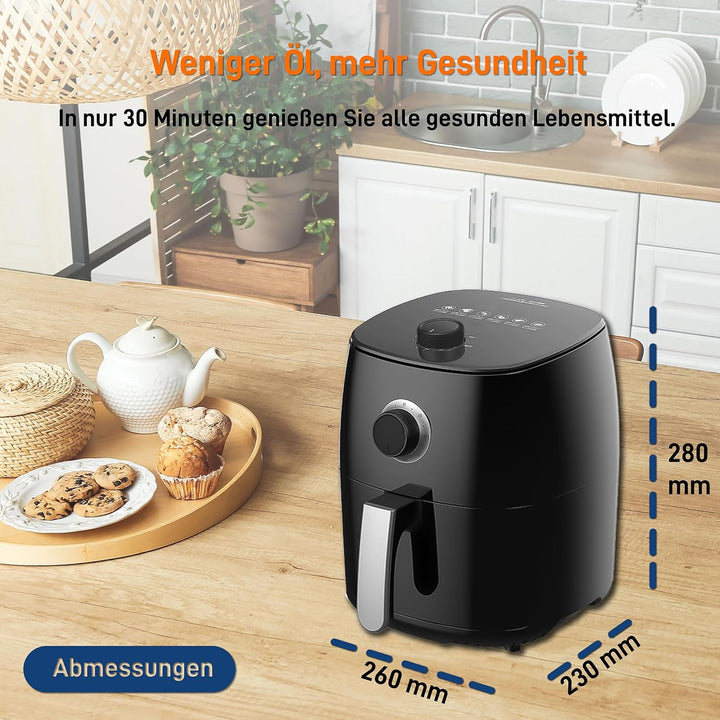 Home Trends® Mini-Heissluftfritteuse mit programmierbarer Temperaturregelung 1400 Watt 30 Minuten Ti