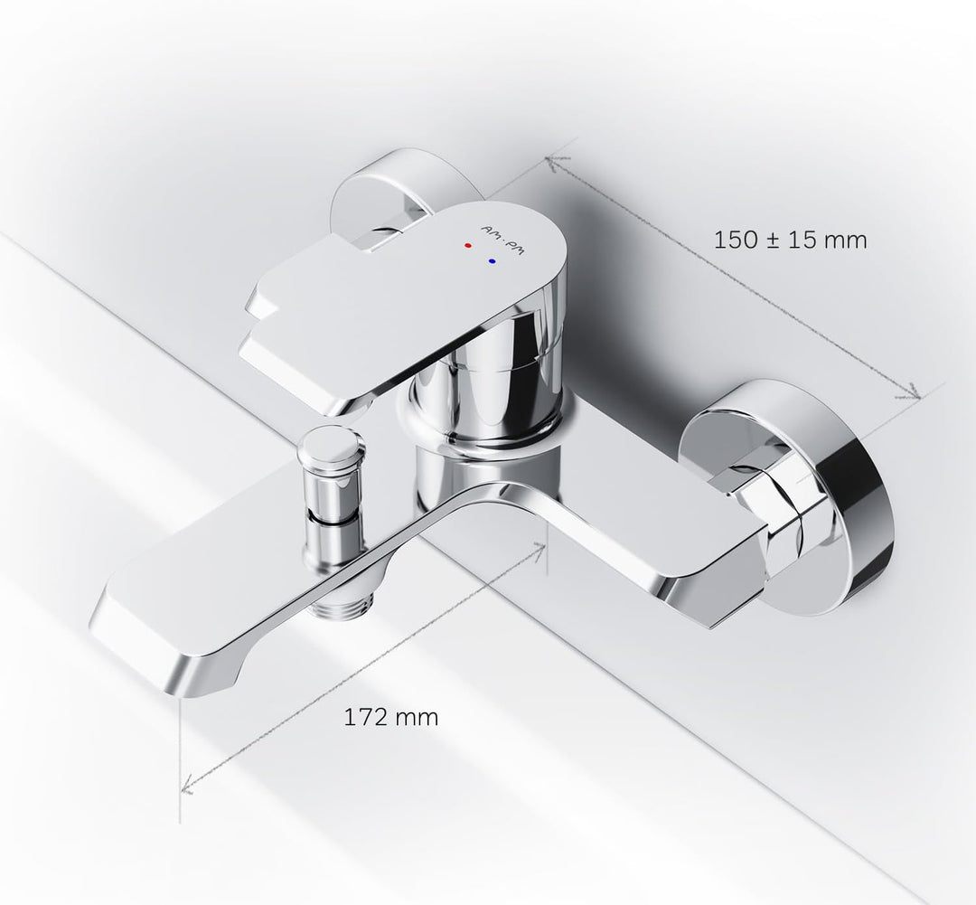 Badewannenarmatur mit Auslauf, Mischbatterie Badewanne, Brausebatterie Wanne, Einhand-Wannenbatterie