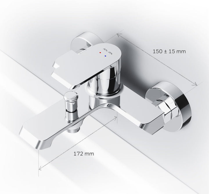 Badewannenarmatur mit Auslauf, Mischbatterie Badewanne, Brausebatterie Wanne, Einhand-Wannenbatterie