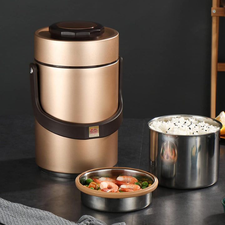 Bento Boxen, 2300ml 3 stufiger Lebensmittelbehälter vakuumisolierter Lunch Thermosbehälter aus Edels