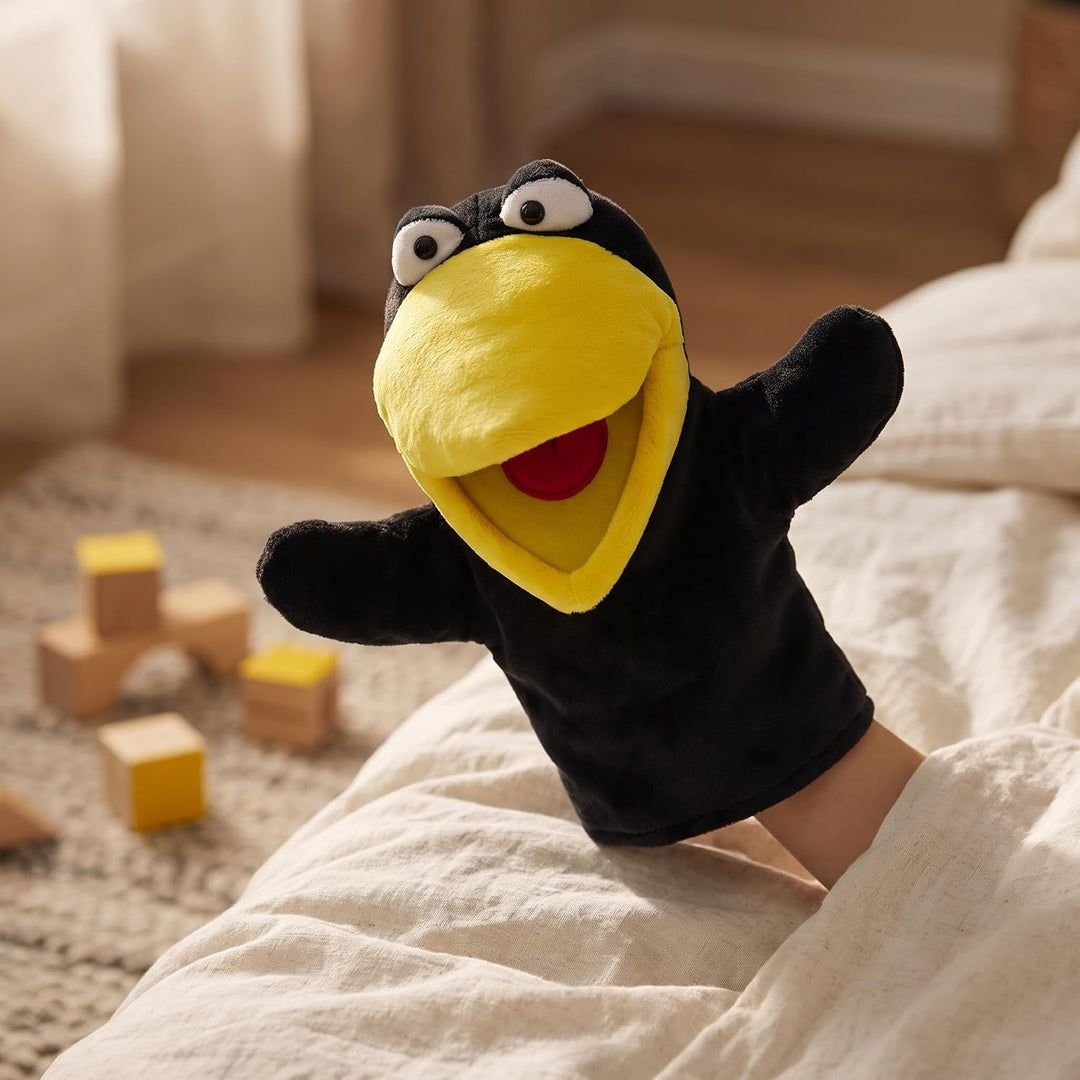 lilizzhoumax Krähe Handpuppe Kuscheltier Tier Rabe Kawaii Niedliches Rollenspiel interaktives Früher