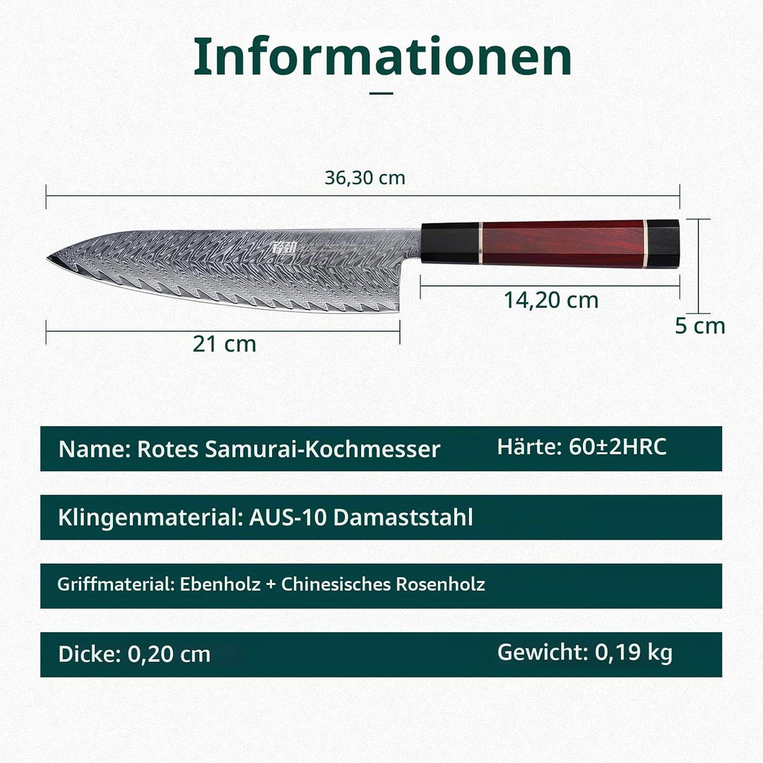 FINDKING 8-Zoll Japanisches Kochmesser, Premium Damaststahl-Konstruktion Küchenmesser, Multifunktion