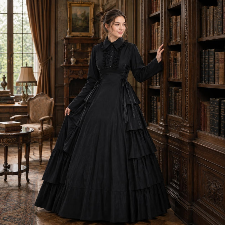 GRACEART Damen Gothic Viktorianisches Kleid Renaissance Maxi Kostüm (S), S
