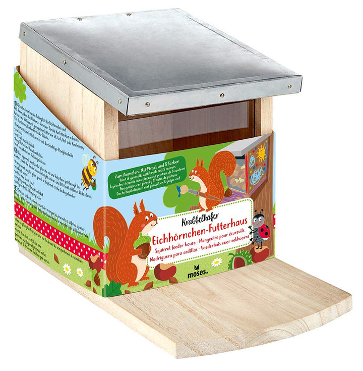 moses. 16120 Krabbelkäfer Eichhörnchen-Futterhaus, Futterstation für Kinder zum Bemalen und selbst g