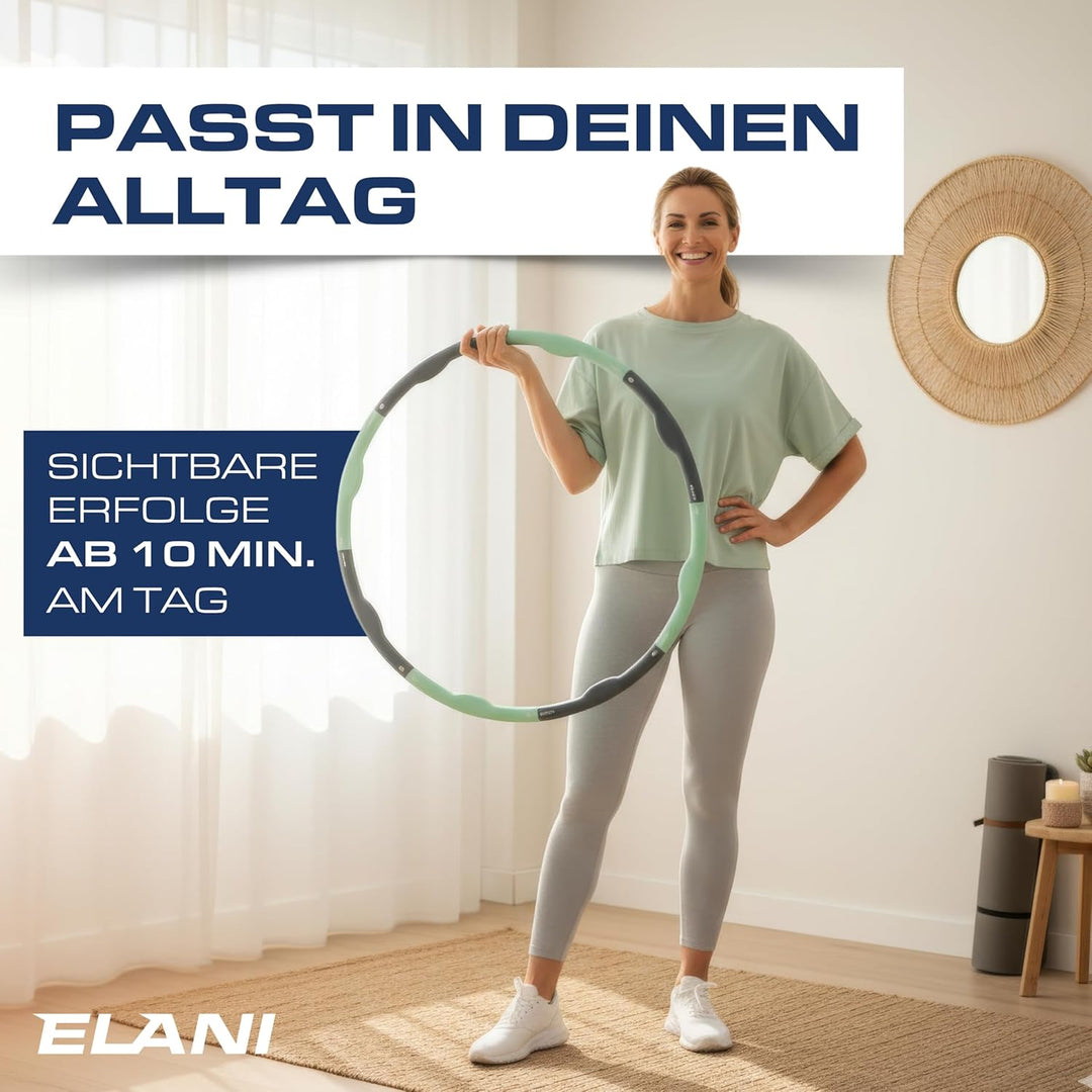 ELANI Hula Hoop Reifen Erwachsene - 90cm Durchmesser, mit Wellenform und Trainingsguide, indiv. anpa