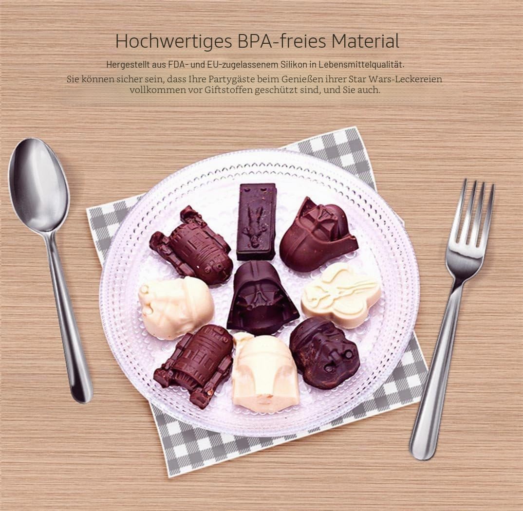 Sunerly Eiswürfelformen/Silikonförmchen in Form von Star-Wars-Charakteren, ideal für Schokolade, Eis