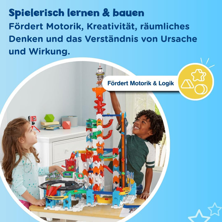 VTech Marble Rush – Super Sky Tower Set XL300 E – Interaktives Kugelbahn-Set – Für Kinder von 4-12 J
