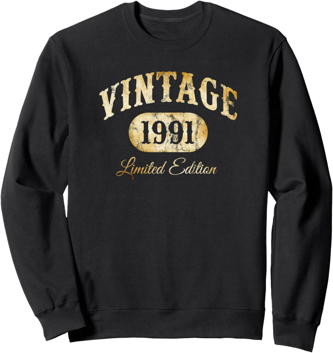 Vintage Born In 1991 Limited Edition 33rd Birthday Sweatshirt