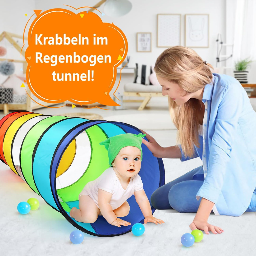 Wilwolfer Tunnel für Kinder - Spielzelt für Draussen mit Mesh-Seiten - 180cm Tunnel für Kinder motor