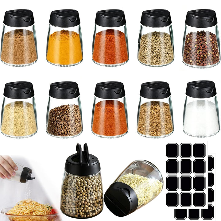 12 Stücke Gewürzgläser Glas mit 24 Gewürzetiketten, 150ml Gewürzgläser Mit Doppeldeckel Gewürzdosen