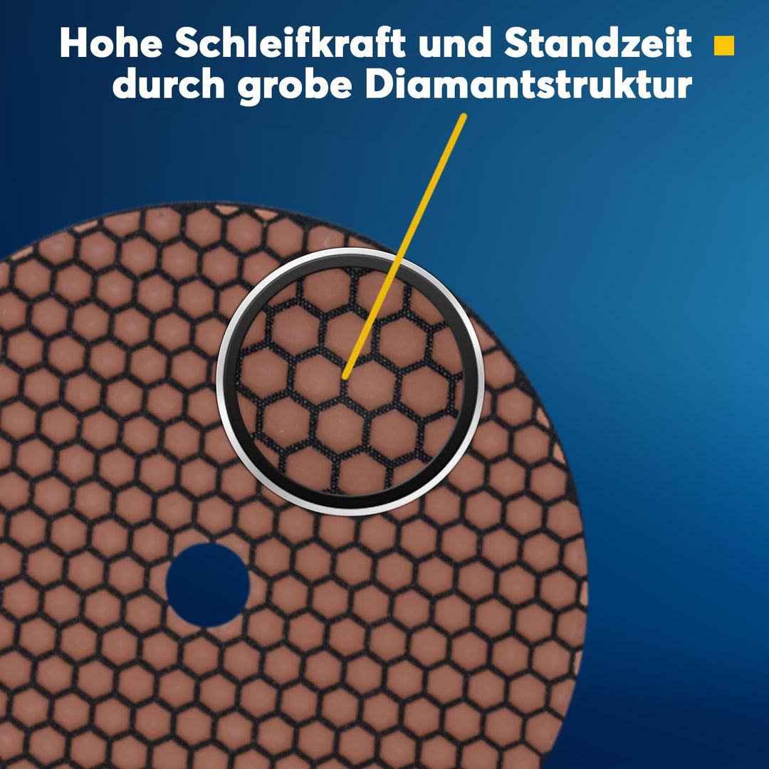 EDW Profi Diamant-Schleifpad für Trockenschliff, D = 230 mm, Körnung 400, Klettaufnahme, für Naturst