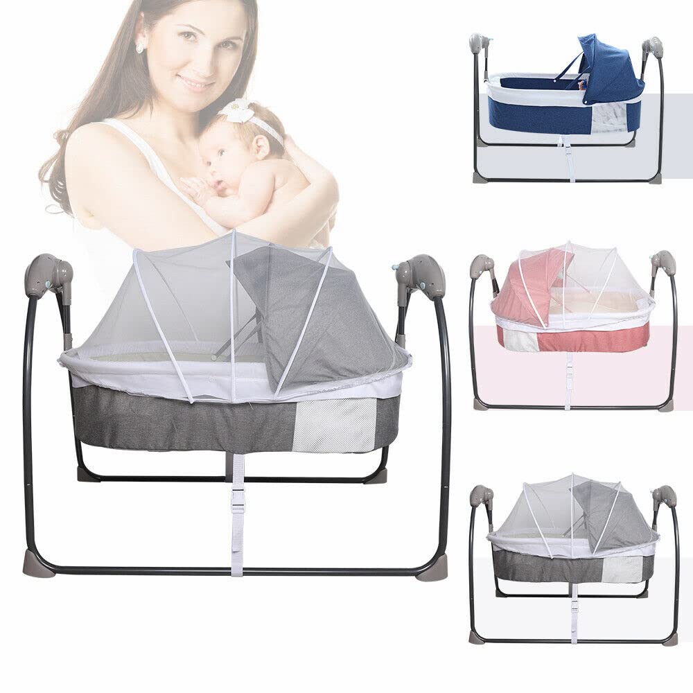 Babyschaukel, Tragbare Babywippe mit Fernbedienung Elektrisch Baby Wippe Schaukel 5 Schaukelgeschwin
