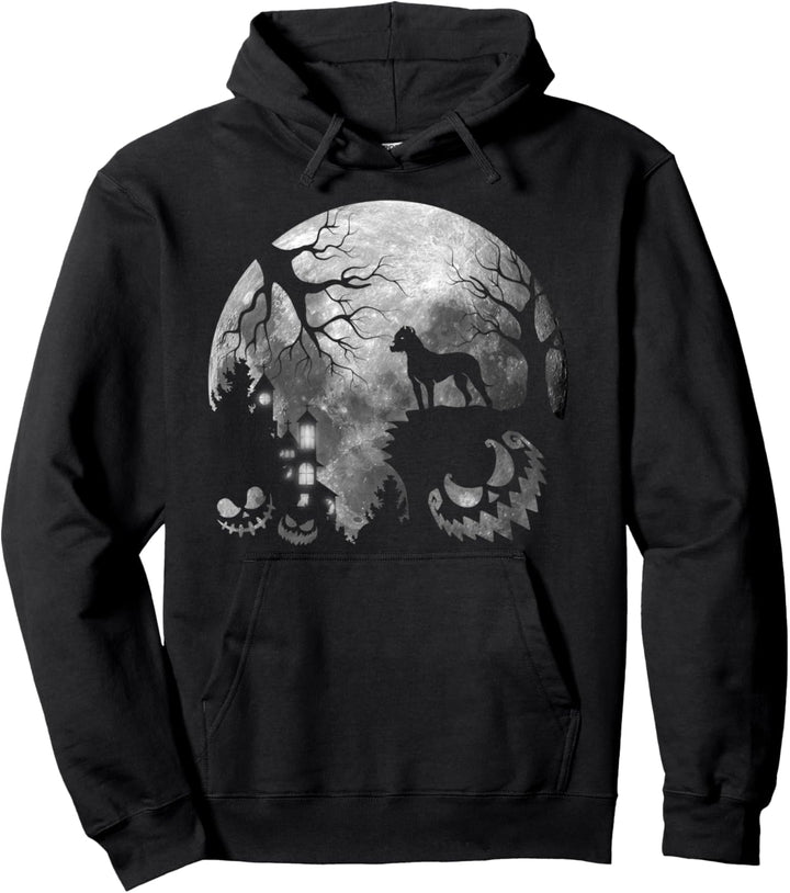 Dogo Argentino Hund Mond Heulen im Wald Halloween Kostüm Pullover Hoodie