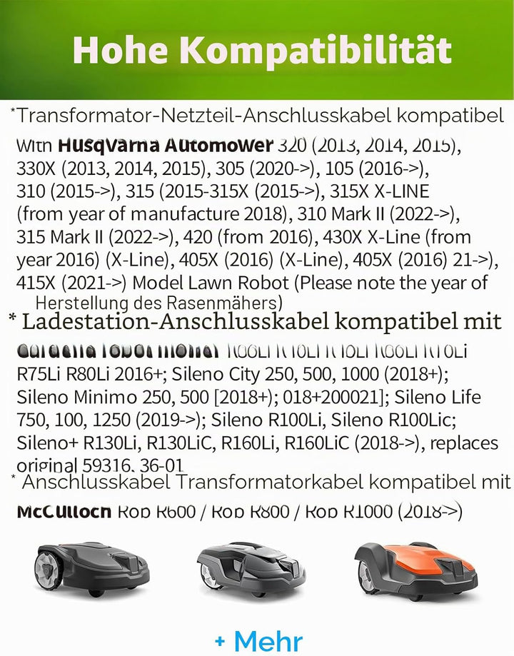 Lonnky 28V 1,3A Netzadapter für Husqvarna Automower 105, 115H,305， 310, 315, 315X, 320, 330X, 405X,