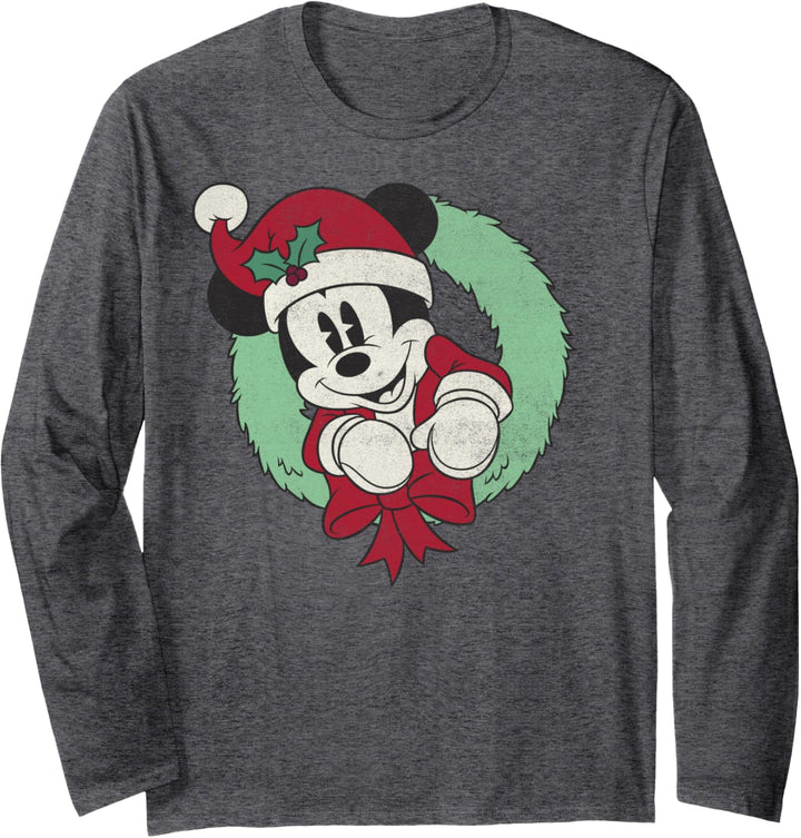 Disney Mickey And Friends Weihnachten Mickey Mouse Wreath Langarmshirt