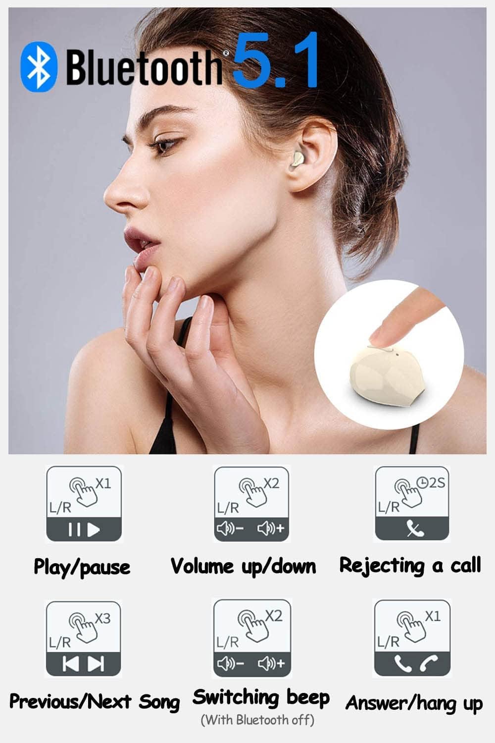 SZHTFX Bluetooth Ohrhörer, Bluetooth5.0 Drahtloser Ohrhörer Bluetooth Ohrhörer Auto Headset mit 260m