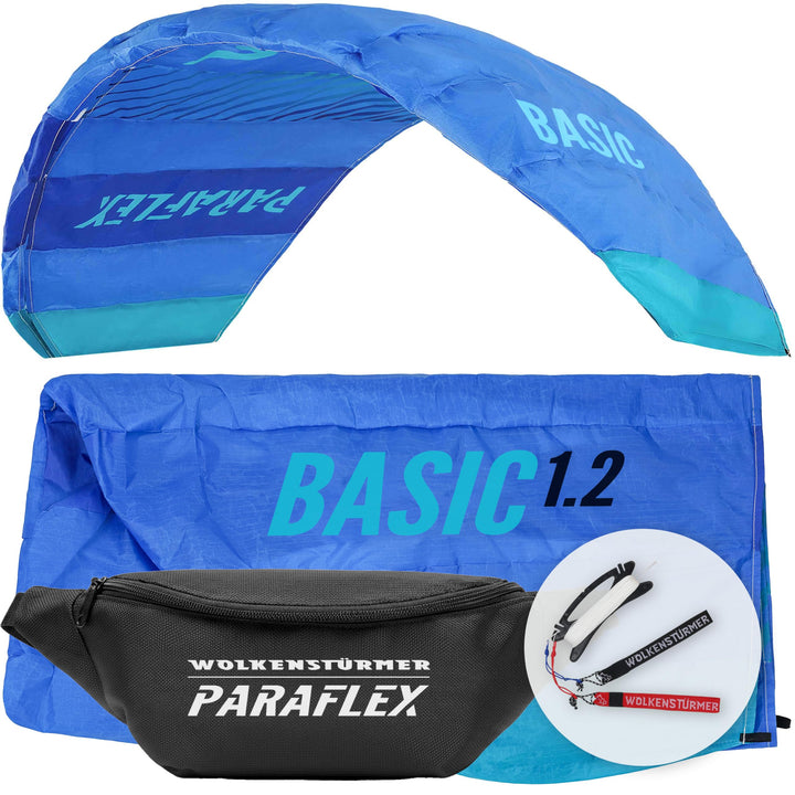 Wolkenstürmer Paraflex Basic Lenkmatte 1.2 (blau-türkis) - Kleiner Kite für Kinder ab 6 Jahre - Lenk