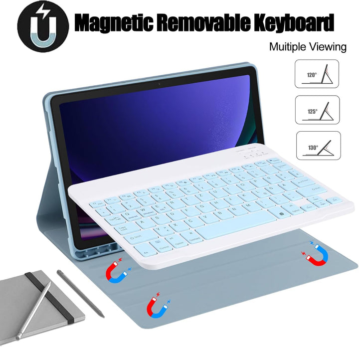 Tastatur mit Hülle für Samsung Galaxy Tab S 10 Lite & S10 FE & S9 FE, TPU Rückseite Hülle mit Magnet