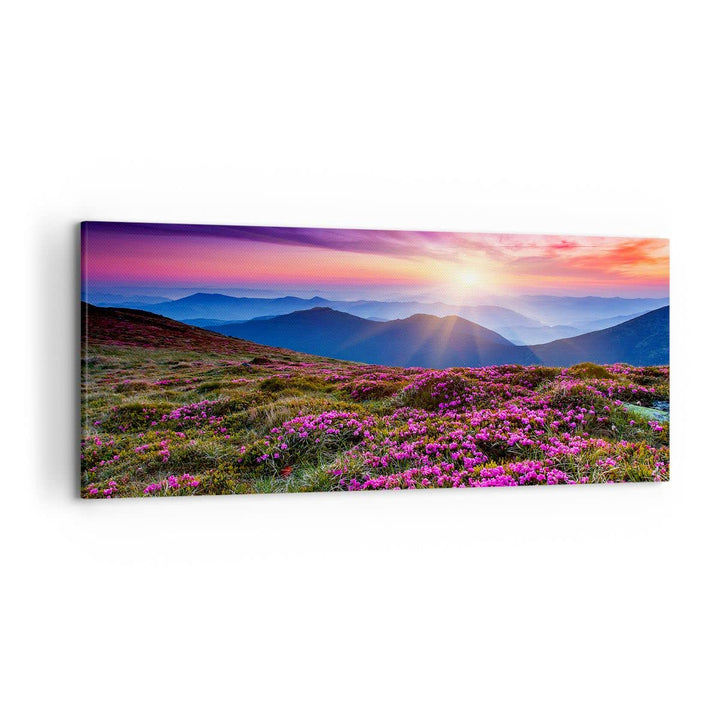 Wandbilder Dekoration Wohnzimmer Wiese Berg Himmel Landschaft Panorama Bilder auf Leinwand 120x50cm