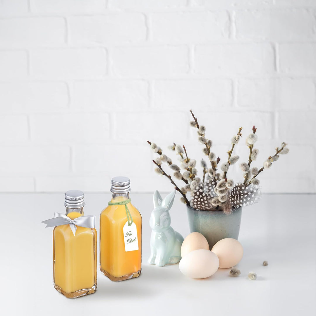 Relaxdays kleine Flaschen, 20er Set, 50 ml, Glasflaschen zum Befüllen, Schraubverschluss & Korken, t