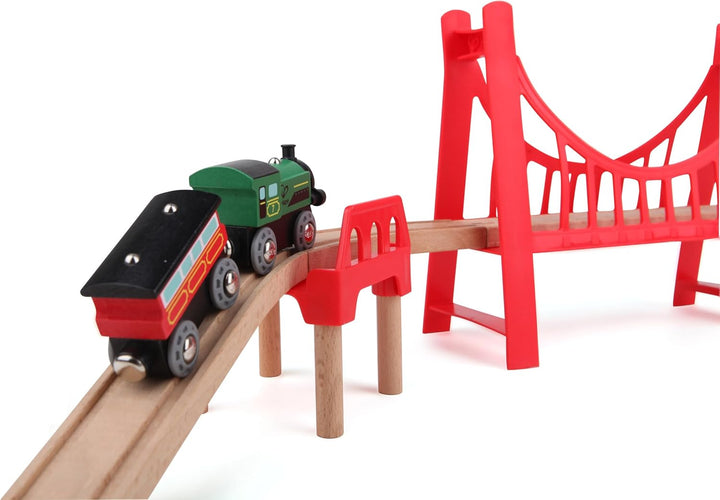 Hape Eisenbahnwelt Grosse Doppel-Hängebrücke, aus Holz, ab 3 Jahren