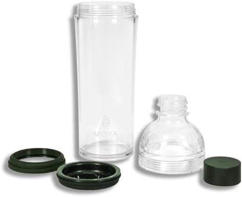 Moya Matcha To Go! Set Organischer | 24 Stück x 1,5 g Matcha To Go Sticks + Glas-Shaker 330ml | Set