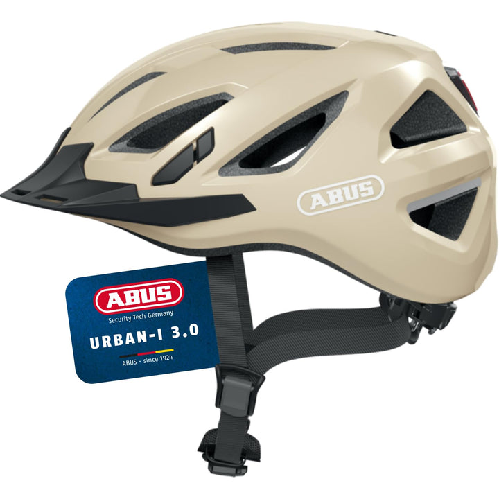 ABUS Stadthelm Urban-I 3.0 - Fahrradhelm mit Rücklicht, Schirm und Magnetverschluss - für Damen und
