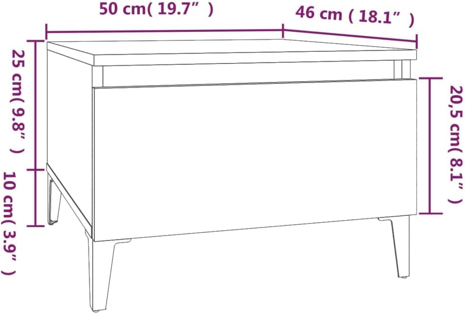 Tavolino da Salotto Rovere Fumo 50x46x35cm in Legno Multistrato