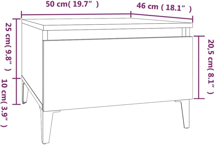Tavolino da Salotto Rovere Fumo 50x46x35cm in Legno Multistrato