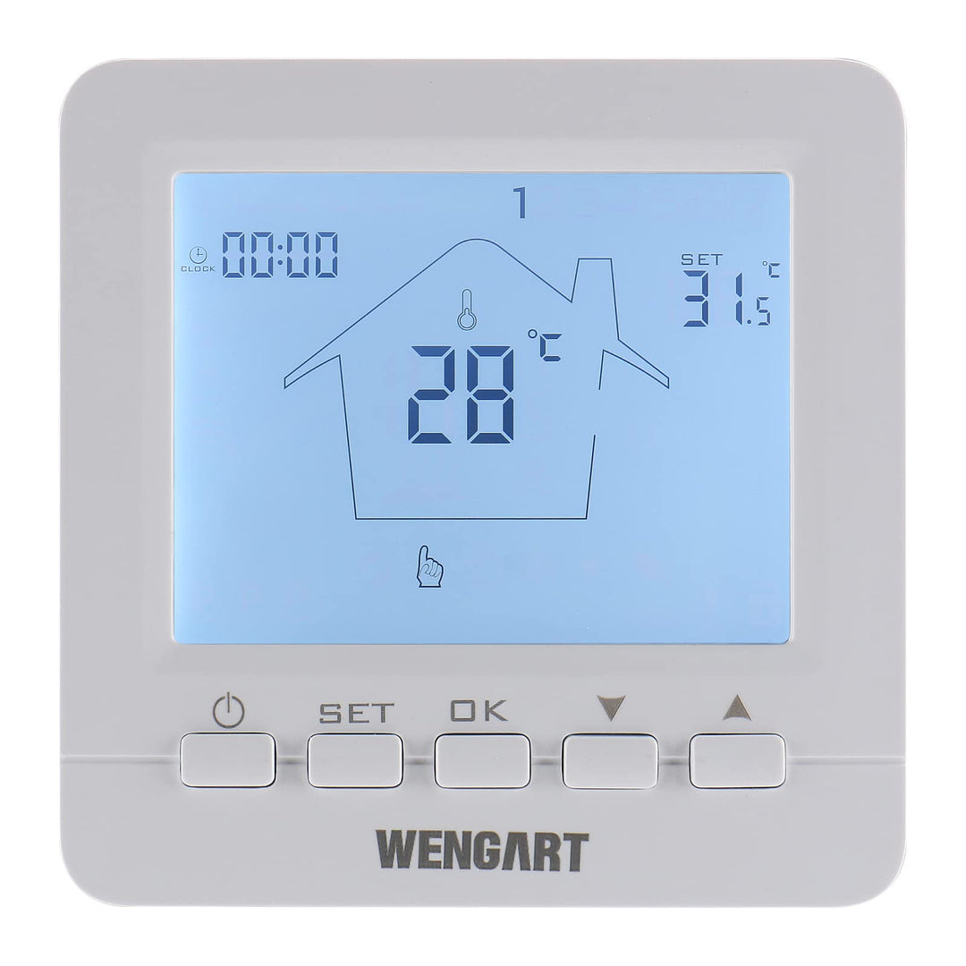 Wengart Gas-Kamin-Thermostat WG02B05BW, batteriebetrieben, Digitale LCD-Anzeige, programmierbar, COM