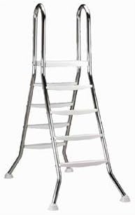 EDELSTAHLLEITER 43mm V2A-Holme für Hoch- und Aufstellbecken 150 cm Höhe