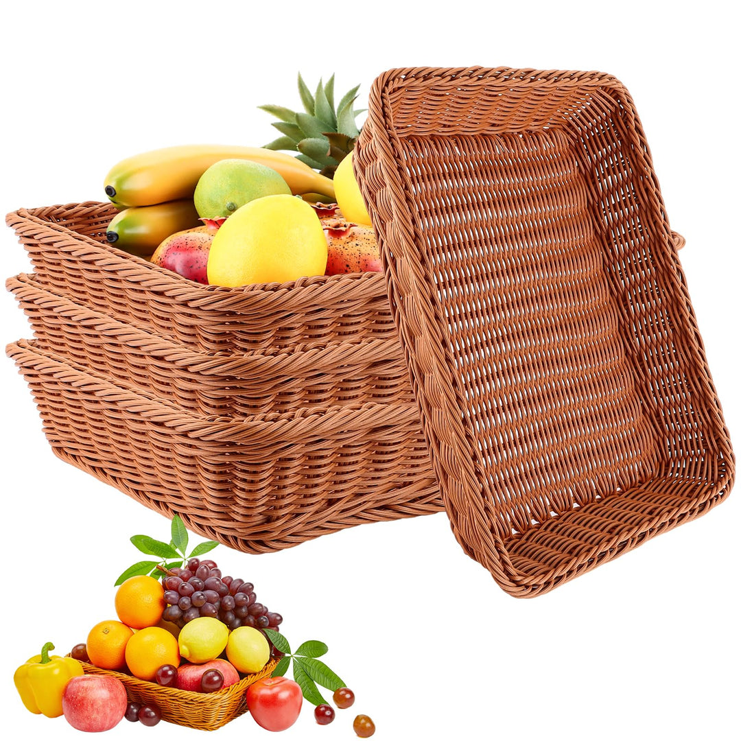 AKOLAFE 4er Set Brötchenkorb Geflochten Brotkorb Stapelbarer Brotkörbchen Modern Brotkörbe Hochwerti