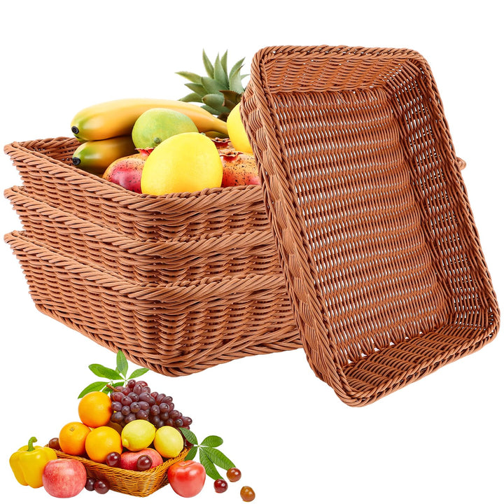 AKOLAFE 4er Set Brötchenkorb Geflochten Brotkorb Stapelbarer Brotkörbchen Modern Brotkörbe Hochwerti