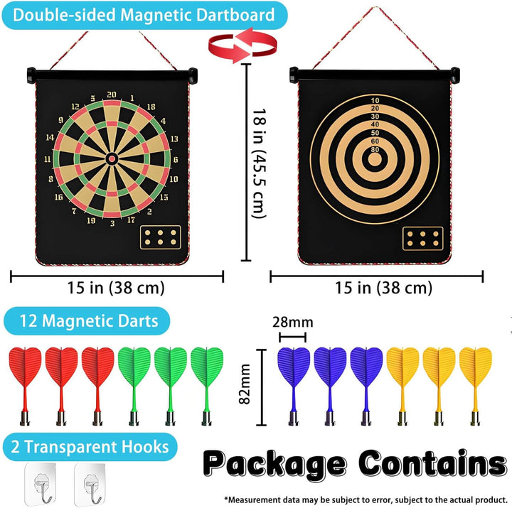 DxxD Dartscheibe Magnetisch Junge Spielzeug, 38cm Dart Wurf Spiel Scheibe Klett Sichere doppelseitig