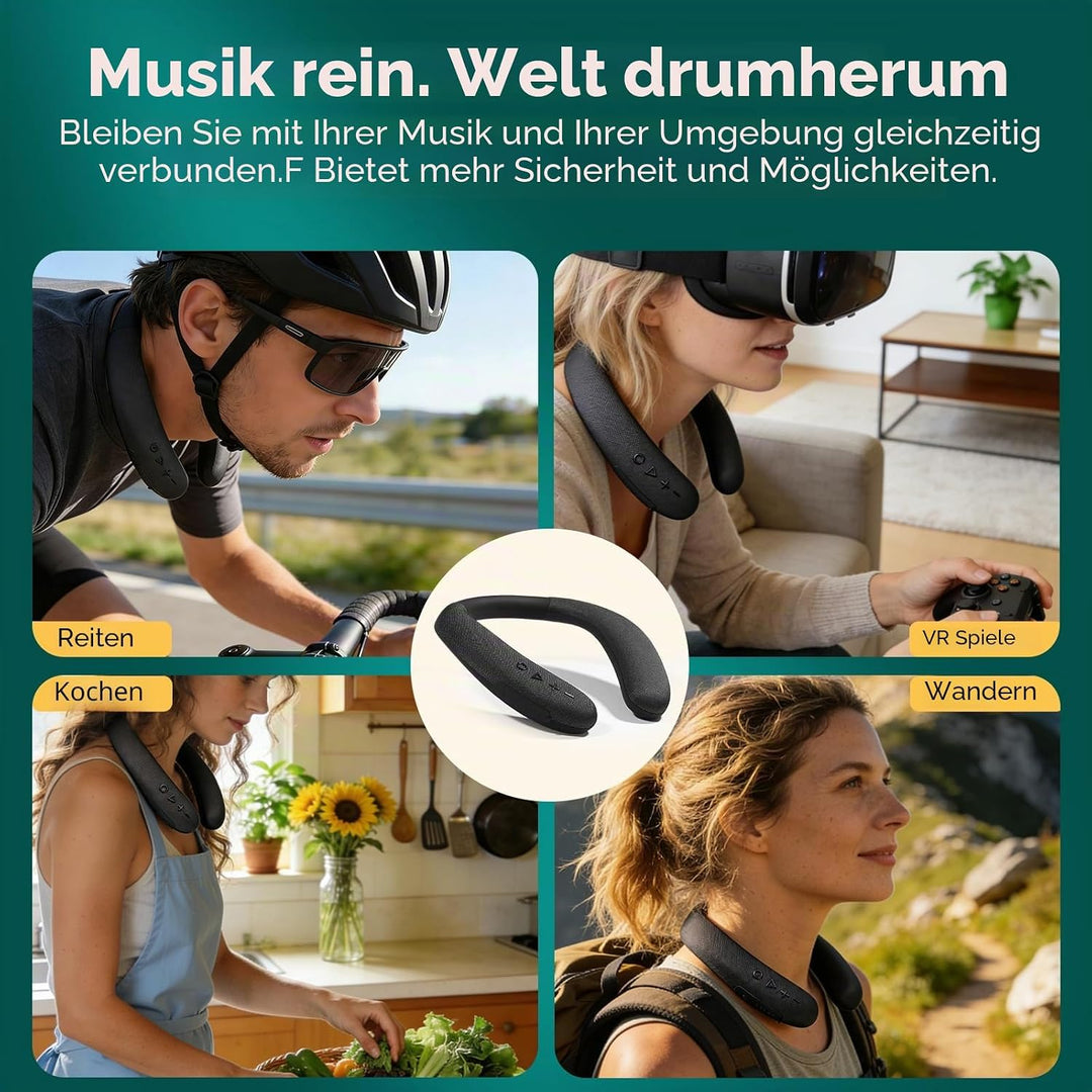 AURTEC Kabelloser Nackenlautsprecher, Bluetooth 5.4, tragbarer Nackenbügel-Lautsprecher, 12 Stunden
