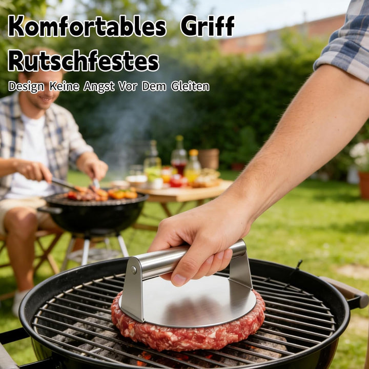 Smash Burger Set, 7 Stück Burger Smasher, Smash Burgerpresse mit Pfannenwender und Burgerglocke und