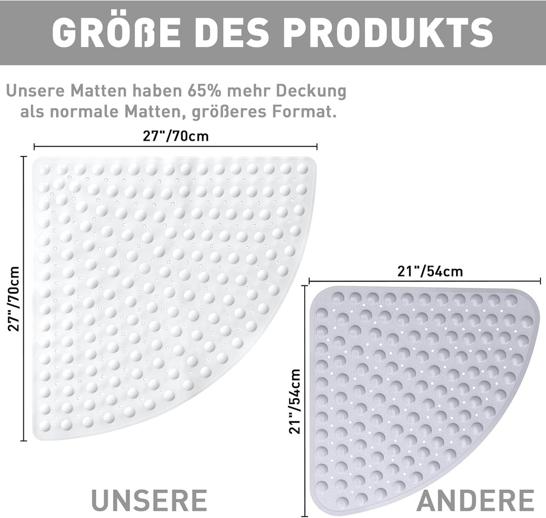 Duschmatte rutschfest Antirutschmatte Dusche 70 x 70 cm: Eckduschmatte Dreieckig Duscheinlage rutsch