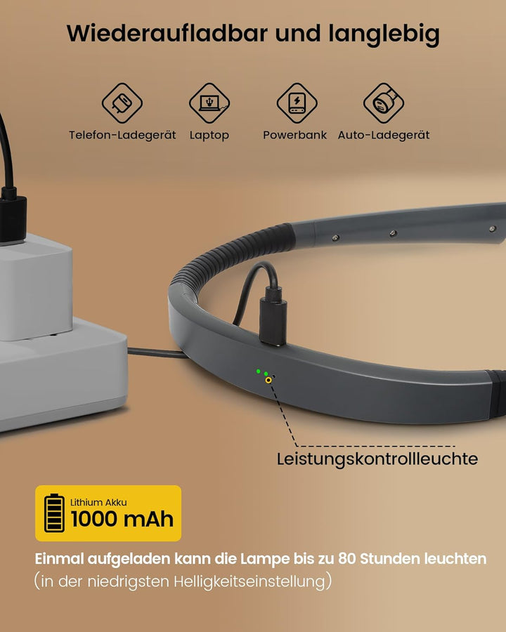 Glocusent Verbesserte Leselampe Hals mit 30-Min Timer, 3 Farben & 3 Helligkeiten & Leselampe Buch Kl