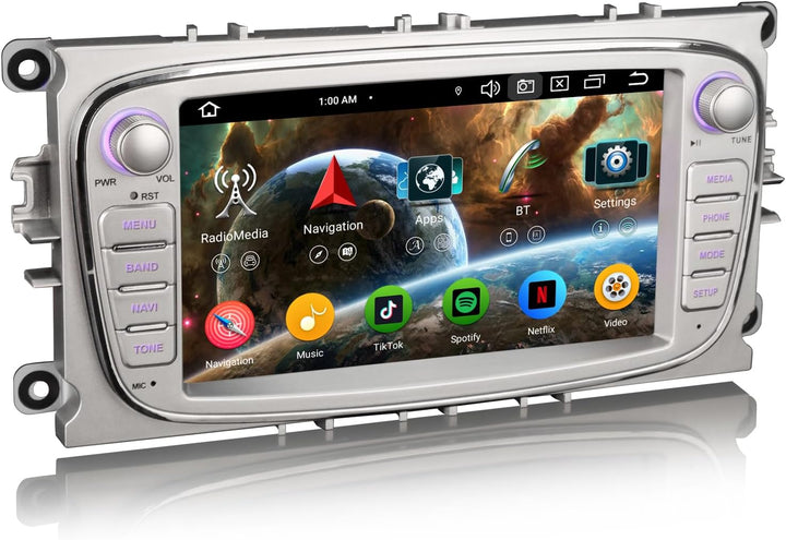 Erisin 7 Zoll 8-Kern 4GB RAM 64GB ROM Android 14 Autoradio GPS Navigation Für Ford Galaxy C-Max Focu