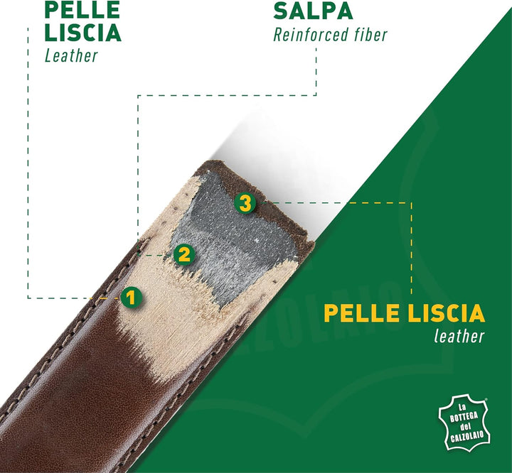La Bottega del Calzolaio Ledergürtel 3,5 cm Saffiano schwarz für besondere Anlässe Made in Italy han