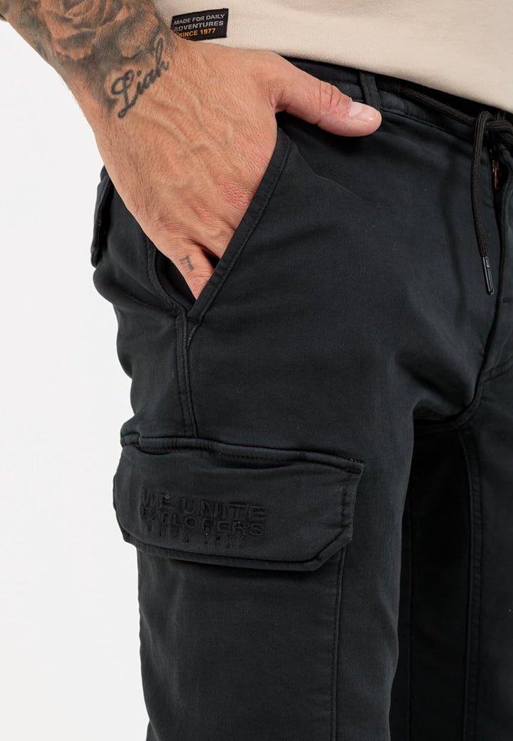 camel active Herren Tapered Fit Cargo Hose 38W / 30L Schwarz, 38W / 30L Schwarz
