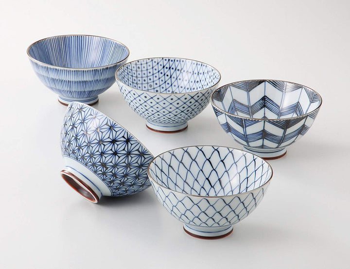 Saikai Pottery Traiditional Japanese Rice Bowls (5 bowls set) 19541 xx3, xx3