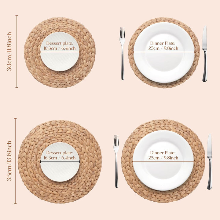 YANGQIHOME Platzset aus Wasserhyazinthe, rundes Tischset, handgemachte runde Platzdeckchen, Tellerun