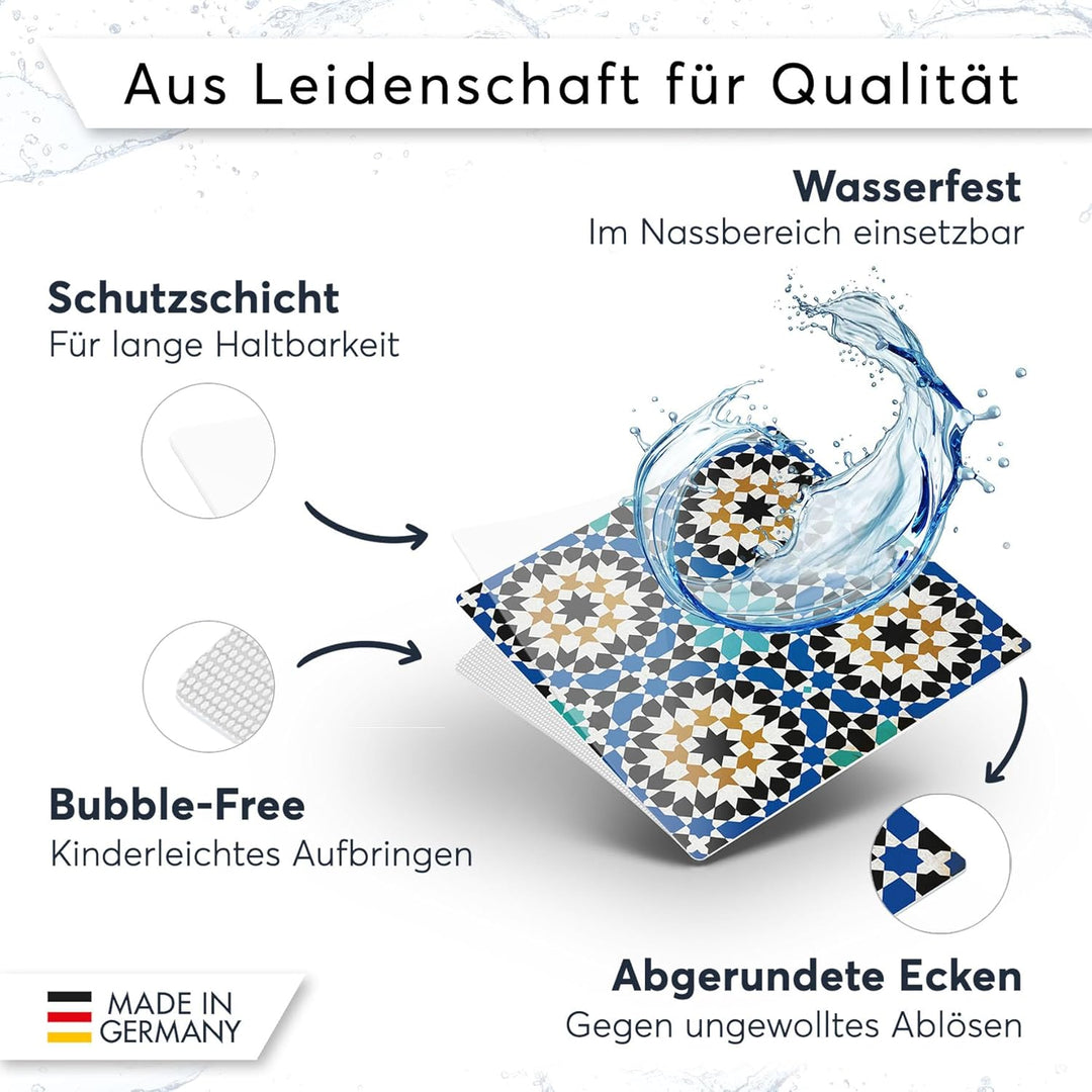 20 Stück Fliesenfolie für Bad und Küche 20x20 cm - Klebefliesen, Mosaikfliesen - selbstklebende Flie