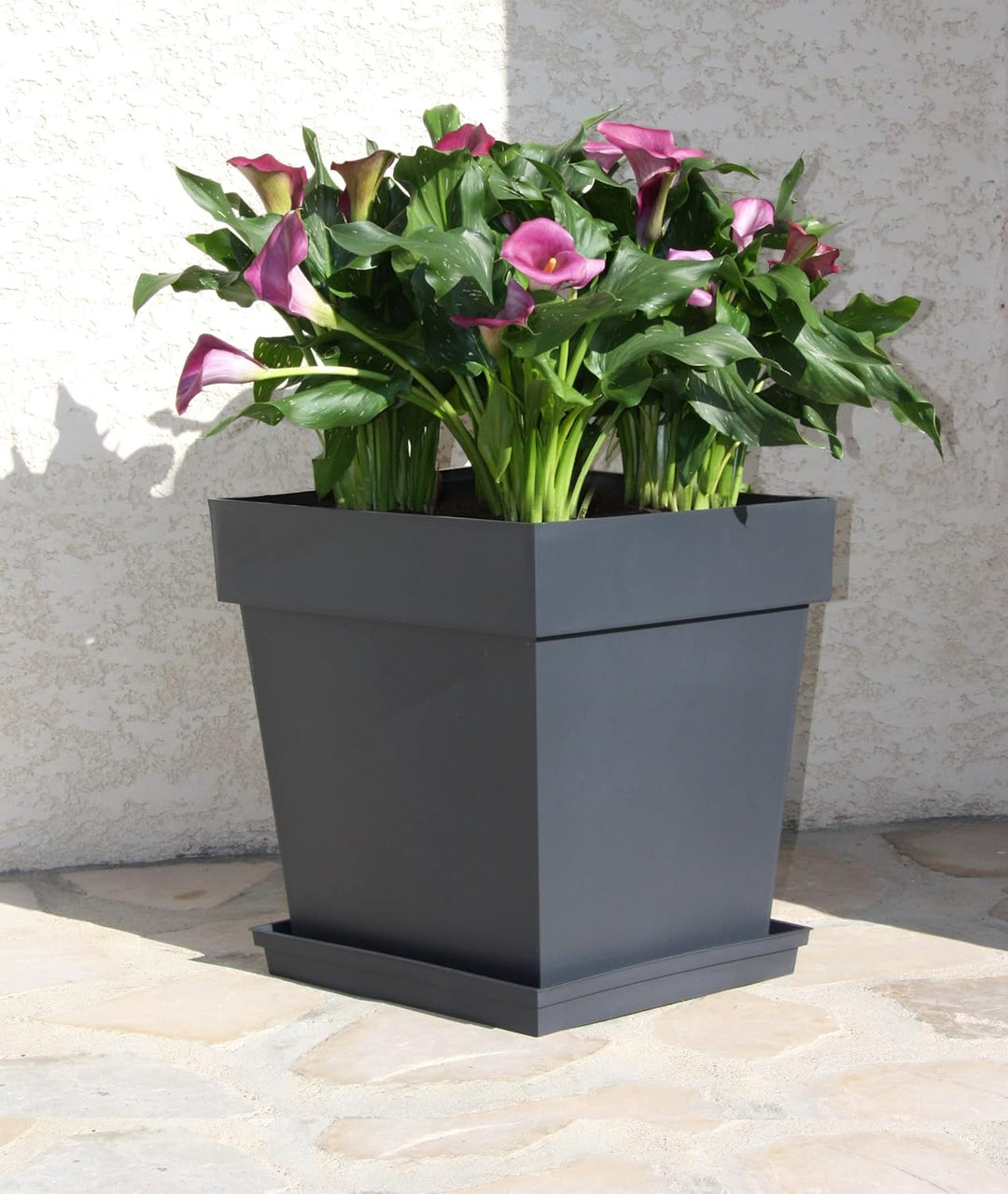 EDA - Blumentopf, quadratisch, Toskana, 38 l, Wasserspeicherbereich, für den Innen- oder Aussenberei