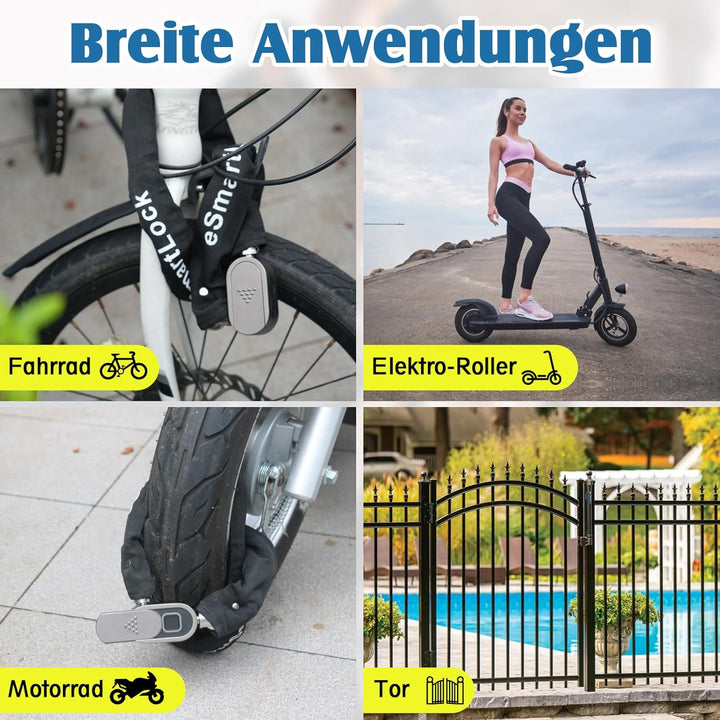 biometrisches fahrradschloss Anweller Fahrradschloss Fingerabdruck mit Schlüssel, 100cm 8mm Dicker –  techstudio.ch