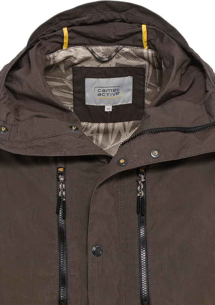camel active Herren Multi-Pocket Jacke mit Kapuze 48 Oliv Braun, 48 Oliv Braun