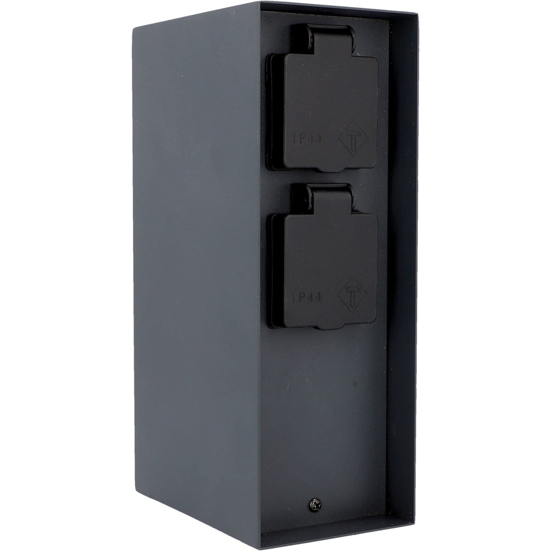 UNITEC Steckdosenverteiler für den Garten, Steckdosensäule mit Zeitschaltuhr, Aussensteckdose, Edels