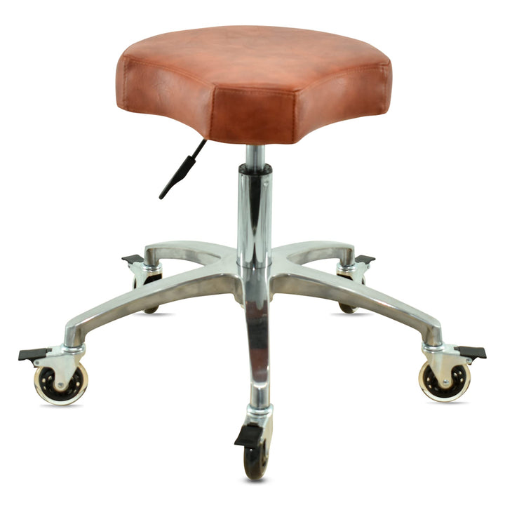 Ergonomischer Rollhocker in Hellbraun - Premium Rollen mit Bremse - Höhenverstellbarer von 50-65 cm